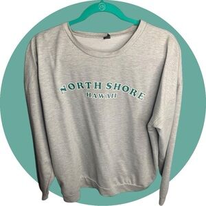 Long-Sleeve Sweatshirt “North Shore Hawaii” (Grey, Dark Teal)